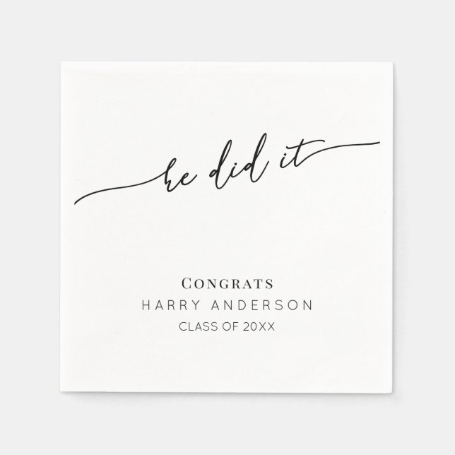 Simple Script Minimalist Graduation Party Napkin (Front)