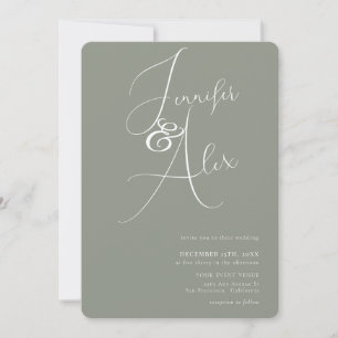 Simple Script Minimalist Photo Collage Wedding  Invitation