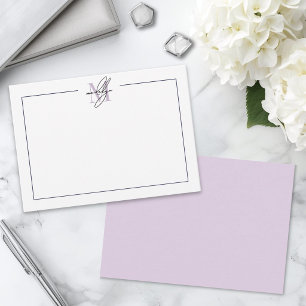Simple Script Minimalist Purple Name Monogram Card