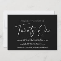 Simple Script | Modern Minimal Black 21st Birthday