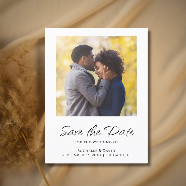 Simple Script Modern Photo Boho Wedding   Announcement Postcard (Creator Uploaded)