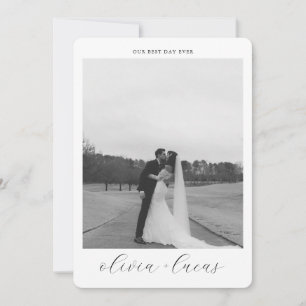 Simple Script Modern Photo Rounded Wedding Thank You Card