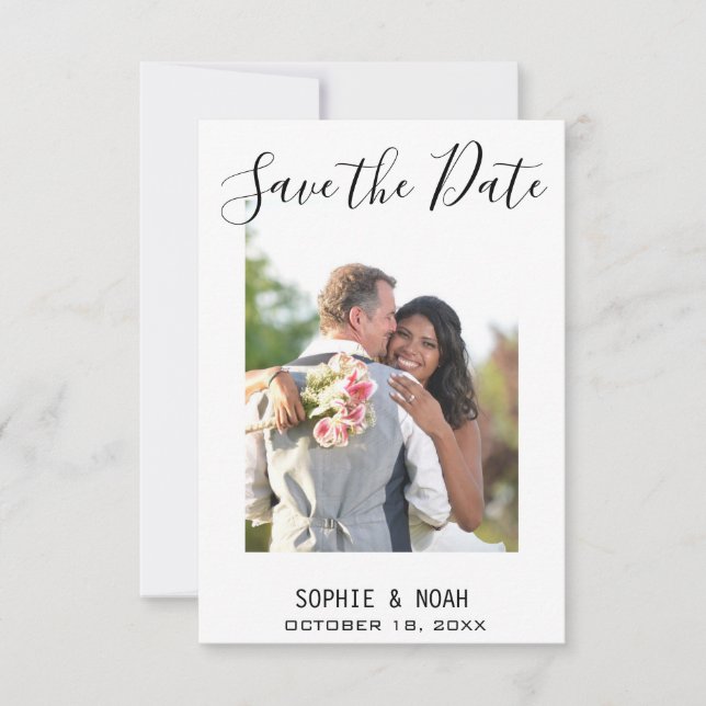 Simple Script Modern Photo Save the date (Front)