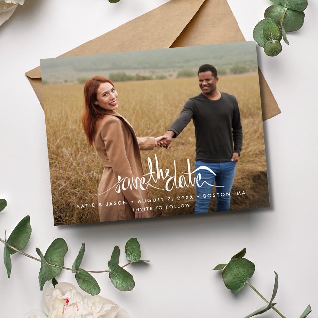 Simple Script Modern Photo Wedding Save the Date (Simple Script Modern Photo Wedding Save the Date)