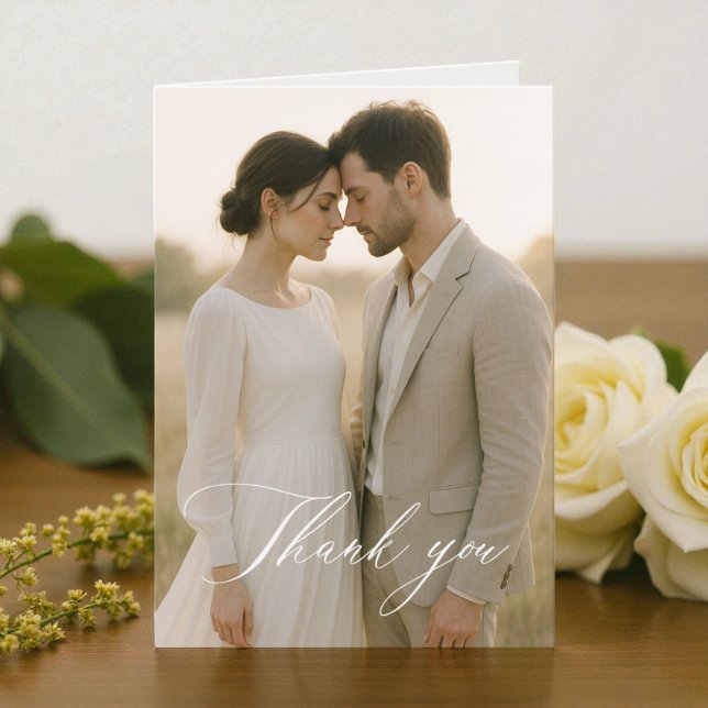 Simple Script Modern Photo Wedding Thank You (Creator Uploaded)