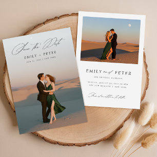 Simple Script Modern Photo Wedding Thank You Card
