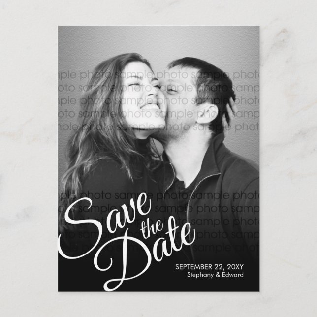 Simple Script Modern Reminder Save the Date Photo Announcement Postcard (Front)