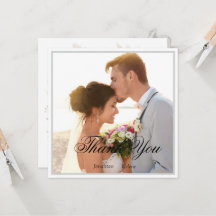 Simple Script Modern Wedding Photo Thank You Card