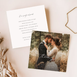 Simple Script Modern Wedding Photo Thank You Card