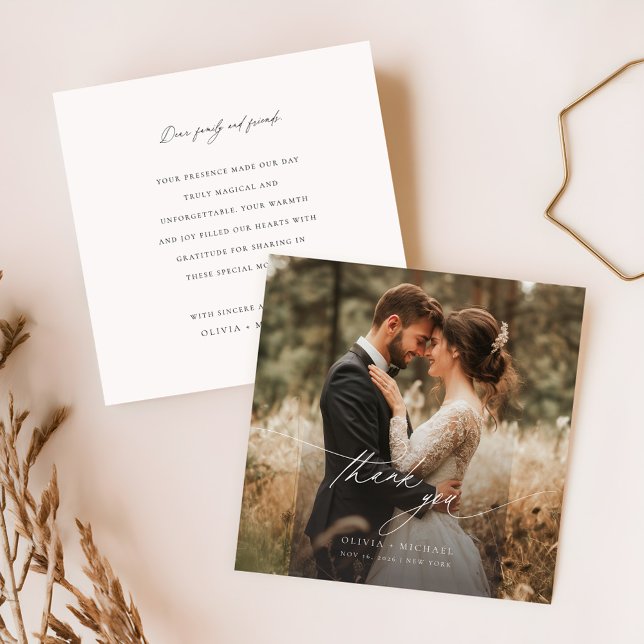 Simple Script Modern Wedding Photo Thank You Card (Creator Uploaded)