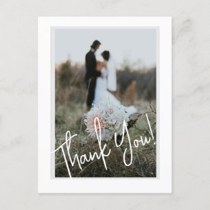 Simple Script Modern Wedding Photo Thank You Postcard
