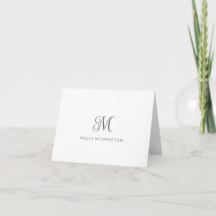 Simple Script Monogram Grey Note Cards