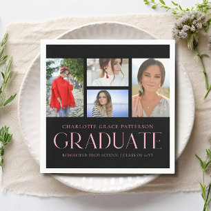 Simple Script Multi Photo Grad Graduation Party Napkin