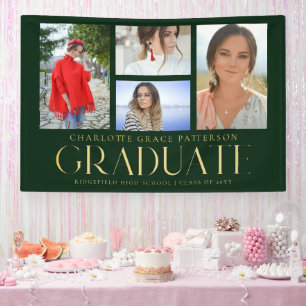 Simple Script Multi Photo Graduation Announcement  Banner