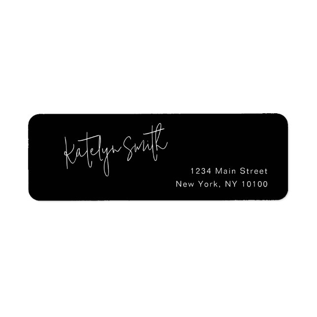 Simple Script Name Black Return Address Label (Front)