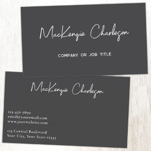 Simple Script Name Modern Slate Grey Business Card