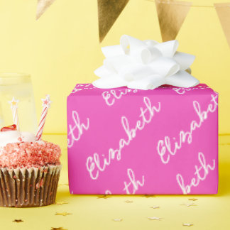 Simple Script Name Personalised Pink Wrapping Paper