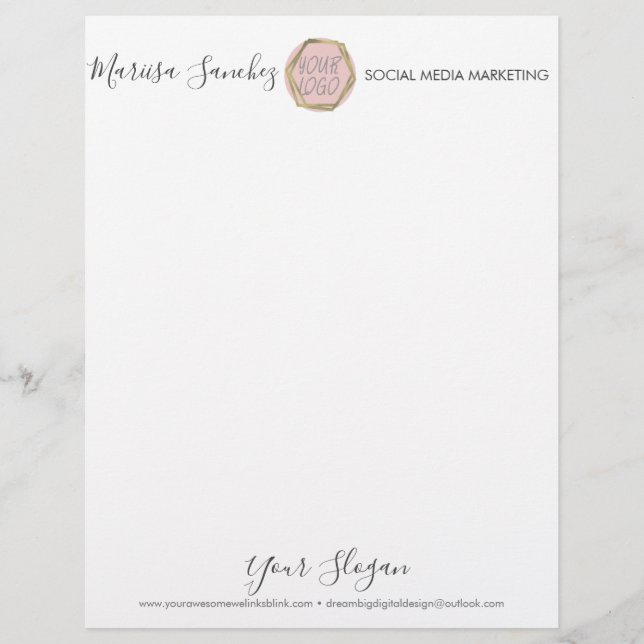 Simple Script Name Your Logo Letterhead (Front)