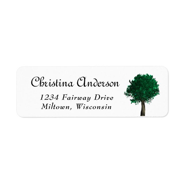 Simple Script Nature Forest Tree Return Address Label (Front)