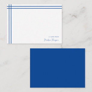 Simple Script Navy Blue 2 Side Double Border Card