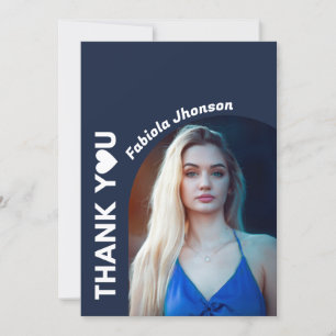 Simple script navy blue graduation thank you card
