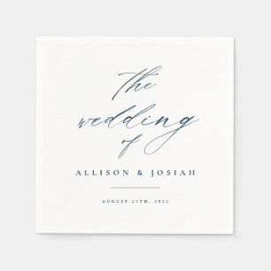 Simple Script Navy Blue Wedding Napkin