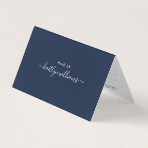 Simple Script, Navy Blue & White Appointment Card 