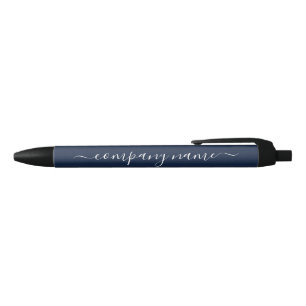 Simple Script - Navy Blue & White - Company/Eventn Black Ink Pen