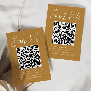 Simple Script Ochre QR Code Wedding RSVP Enclosure Card