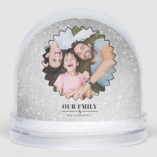 Simple Script ''Our Family'' Custom 2Photo Snowglobe (Front)
