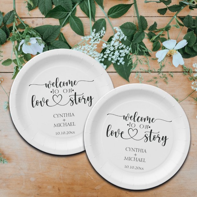 Simple Script 'our Love Story' Wedding  Paper Plate (Creator Uploaded)