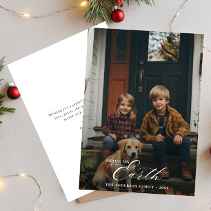 Simple Script Peace On Earth Christmas Photo Holiday Card