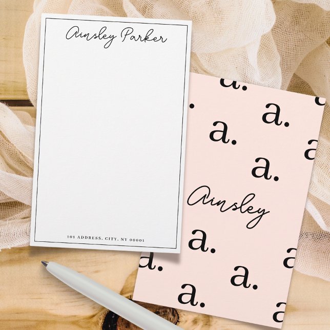 Simple Script Personalised Monogram Pattern Stationery (Creator Uploaded)