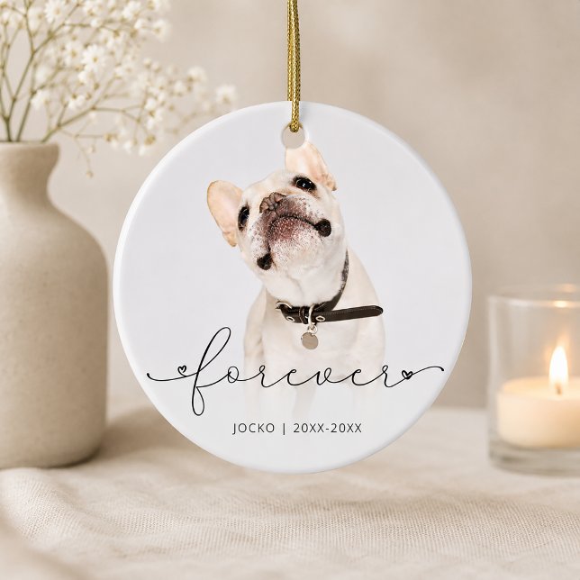 Simple Script Personalised Pet Memorial Photo Ceramic Ornament (Creator Uploaded)