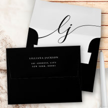 Simple Script Personalised Stationery Black White