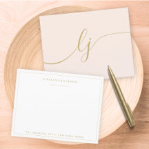 Simple Script Personalised Stationery Blush Gold
