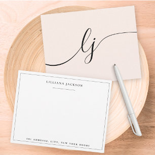Simple Script Personalised Stationery Blush Pink Card