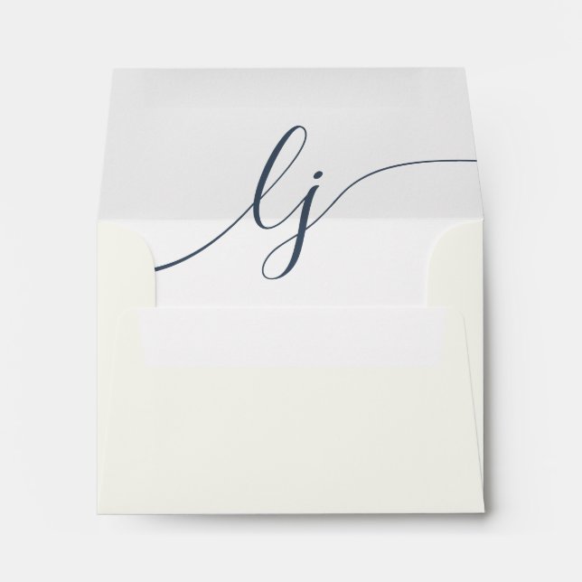 Simple Script Personalised Stationery Ivory Navy Envelope (Back (Bottom))