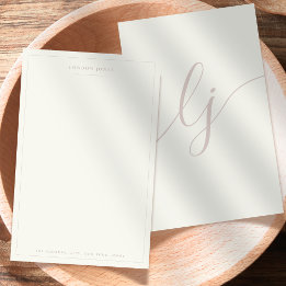 Simple Script Personalised Stationery Ivory Rose