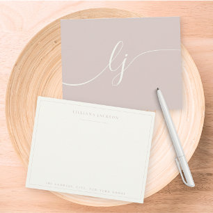 Simple Script Personalised Stationery Ivory & Rose Card