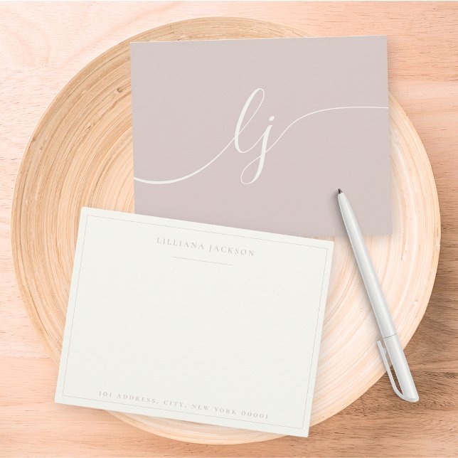 Simple Script Personalised Stationery Ivory & Rose Card (Creator Uploaded)
