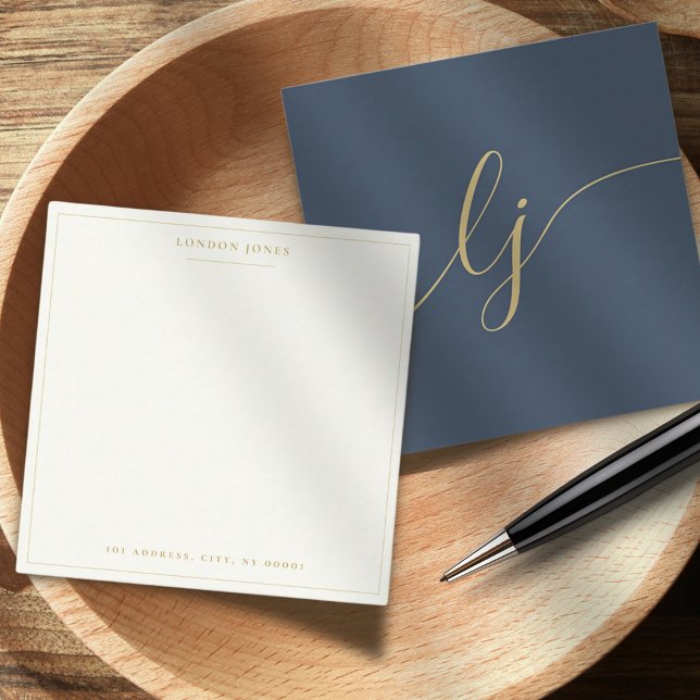 Simple Script Personalised Stationery Navy Gold Card (Creator Uploaded)