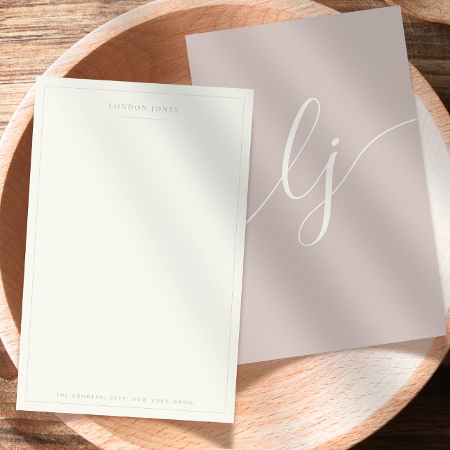 Simple Script Personalised Stationery Rose Ivory (Creator Uploaded)