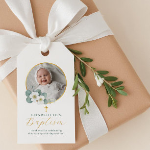Simple Script Photo Baptism Tag Personalised