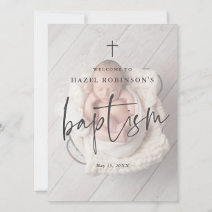 Simple Script Photo Baptism Welcome Invitation