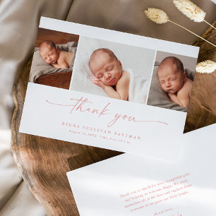 Simple Script Photo Collage Baby Thank You Card