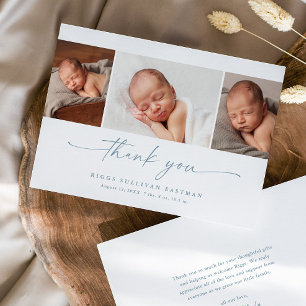 Simple Script Photo Collage Baby Thank You Card