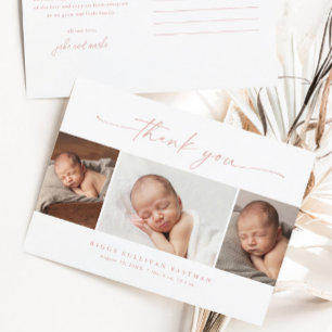 Simple Script Photo Collage Baby Thank You  Postcard