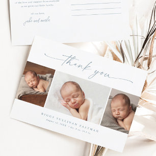 Simple Script Photo Collage Baby Thank You  Postcard