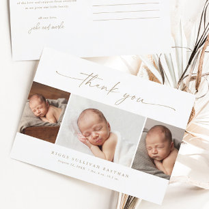 Simple Script Photo Collage Baby Thank You  Postcard